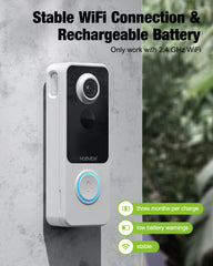 1080P WiFi Doorbell Camera with Chime - Alexa & Google Compatible, MUBVIEW J9 Plus