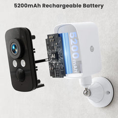 300° Pan Wireless Outdoor Security Camera, Magnetic Mount, Battery Powered Cam Indoor, 2.4G WiFi, 2K, AI Detection, Night Vision, 2-Way Talk, Lifetime 7-Day Cloud/SD Storage, for Home Security, IP65 Naseto