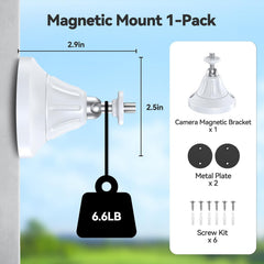 Magnetic Security Camera Mount, Universal 1/4" Screw, Adjustable, No-Drill, Compatible with Ring, Arlo & Wyze