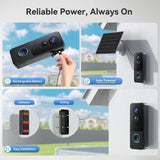 180° Head-to-Toe View 2K 3MP Panoramic View Smart Doorbell Camera, No SubscriptionïŒBattery Powered with Chime, AI Person Detection - MUBVIEW