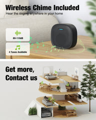 1080P WiFi Doorbell Camera with Chime - Alexa & Google Compatible, MUBVIEW J9 Plus