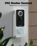 1080P WiFi Doorbell Camera with Chime - Smart Home Security, Alexa & Google Compatible, MUBVIEW J9 Plus (White)