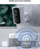 2K Outdoor Security Camera Wireless - Battery Powered, WiFi, Spotlight, Siren, AI Motion Detection, 2-Way Audio, MUBVIEW