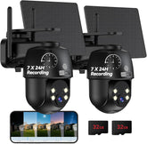 2-Pack Wireless Outdoor Security Cameras 24/7 Continuous Recording 360° PTZ 2K Solar – MUBVIEW Q8B