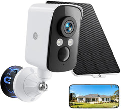 2K Wireless Outdoor Security Camera, 2.4G WiFi, Magnetic Mount, Battery & Solar Powered
