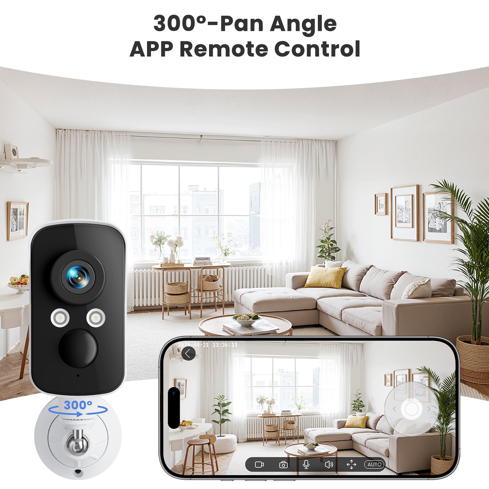 Q6 wifi security camera 300° pan angle app remote control