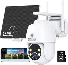 24/7 All Day Recording Wireless Outdoor Security Camera 360° PTZ 2K Solar Powered Camera Mubview Q8