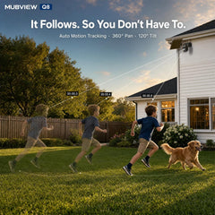 2-Pack Wireless Outdoor Security Cameras 24/7 Continuous Recording 360° PTZ 2K Solar – MUBVIEW Q8B