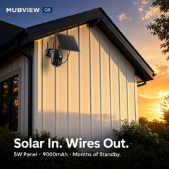 2-Pack Wireless Outdoor Security Cameras 24/7 Continuous Recording 360° PTZ 2K Solar – MUBVIEW Q8B