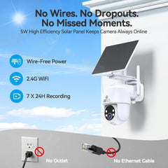 24/7 All Day Recording Wireless Outdoor Security Camera 360° PTZ 2K Solar Powered Camera Mubview Q8