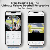 180° Head-to-Toe View 2K 3MP Panoramic View Smart Doorbell Camera, No SubscriptionïŒBattery Powered with Chime, AI Person Detection - MUBVIEW