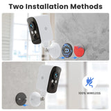 300° Pan Wireless Outdoor Security Camera, Magnetic Mount, Battery Powered Cam Indoor, 2.4G WiFi, 2K, AI Detection, Night Vision, 2-Way Talk, Lifetime 7-Day Cloud/SD Storage, for Home Security, IP65 Naseto