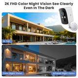 300° Pan Wireless Outdoor Security Camera, Magnetic Mount, Battery Powered Cam Indoor, 2.4G WiFi, 2K, AI Detection, Night Vision, 2-Way Talk, Lifetime 7-Day Cloud/SD Storage, for Home Security, IP65 Naseto