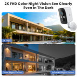 300° Pan Wireless Outdoor Security Camera, Magnetic Mount, Battery Powered Cam Indoor, 2.4G WiFi, 2K, AI Detection, Night Vision, 2-Way Talk, Lifetime 7-Day Cloud/SD Storage, for Home Security, IP65