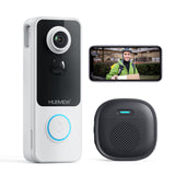 1080P Smart Video Doorbell Wireless with Chime WiFi Door Bell Cameras for Home Security with Alexa&Google Assistant MUBVIEW J9 Plus White