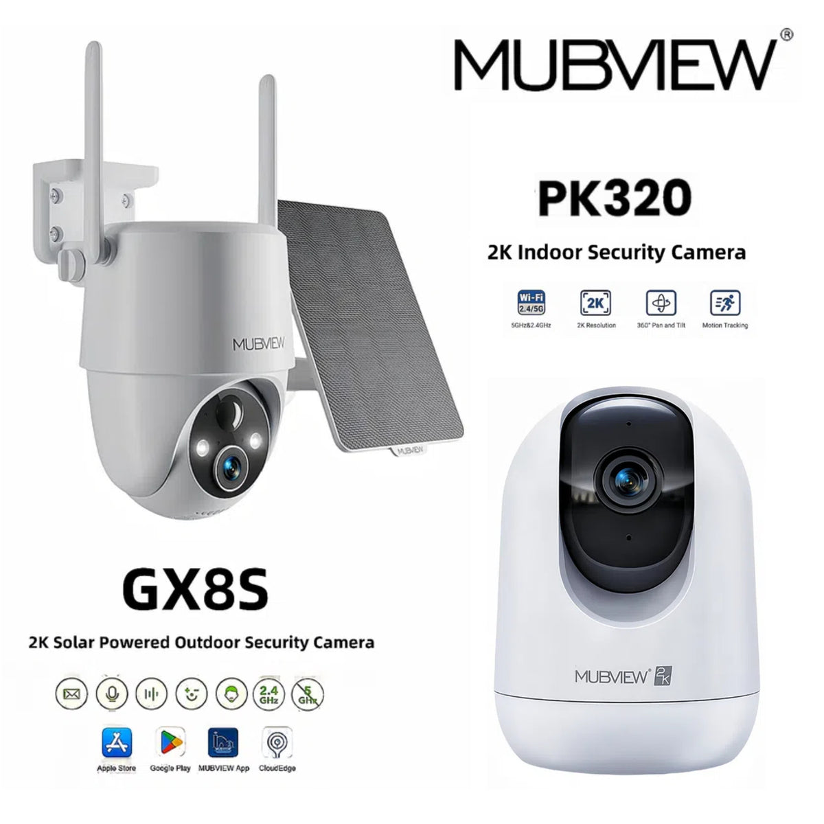 GX8S Wireless Solar Powered Camera + PK320 Wired Security Camera