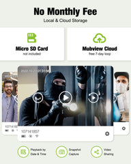 1080P WiFi Doorbell Camera with Chime - Smart Home Security, Alexa & Google Compatible, MUBVIEW J9 Plus (White)