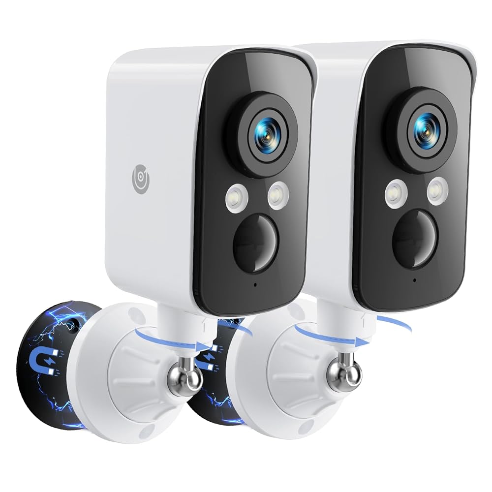 360° View Wireless Outdoor Security Camera, 2.4G WiFi, Magnetic Mount, Battery Powered