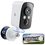 300° Pan Wireless Outdoor Security Camera, Magnetic Mount, Battery Powered Cam Indoor, 2.4G WiFi, 2K, AI Detection, Night Vision, 2-Way Talk, Lifetime 7-Day Cloud/SD Storage, for Home Security, IP65 Naseto
