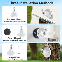 Magnetic Security Camera Mount, Universal 1/4" Screw, Adjustable, No-Drill, Compatible with Ring, Arlo & Wyze