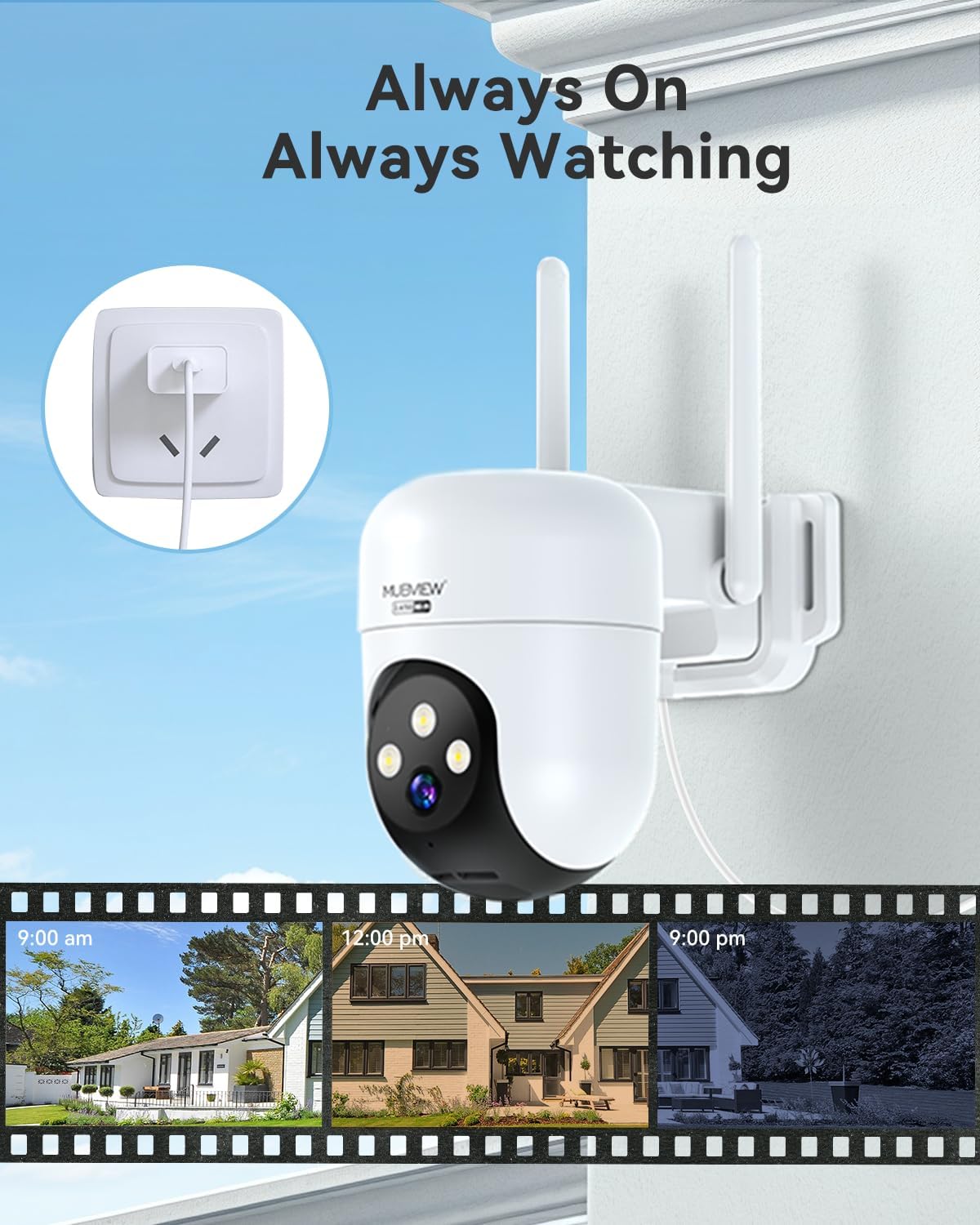 2K Wired Outdoor Camera with 360° Coverage Home Security Camera 5G/2.4G Dual-Band WiFi Security Camera MUBVIEW QB320