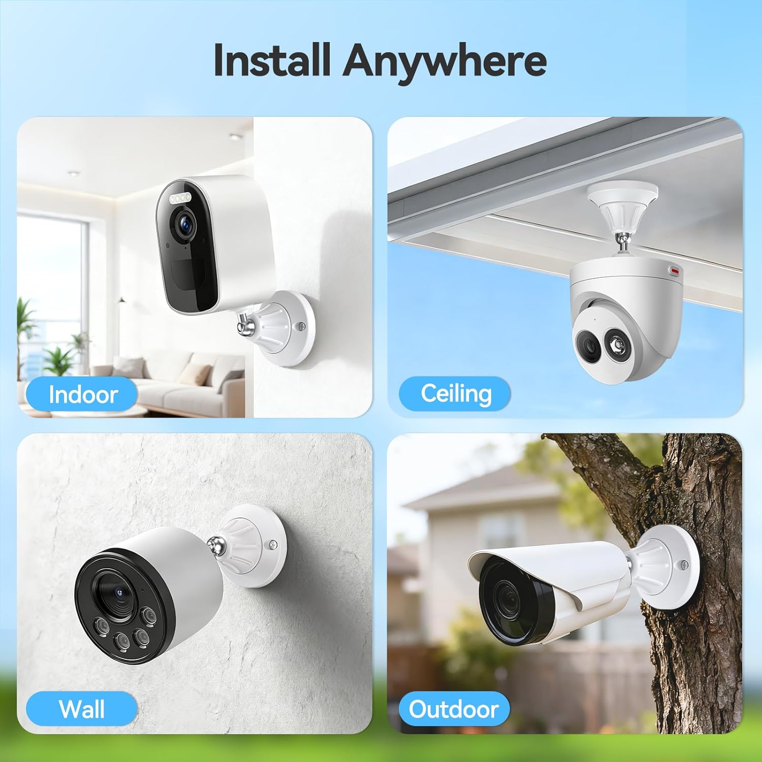 Magnetic Security Camera Mount, Universal 1/4" Screw, Adjustable, No-Drill, Compatible with Ring, Arlo & Wyze