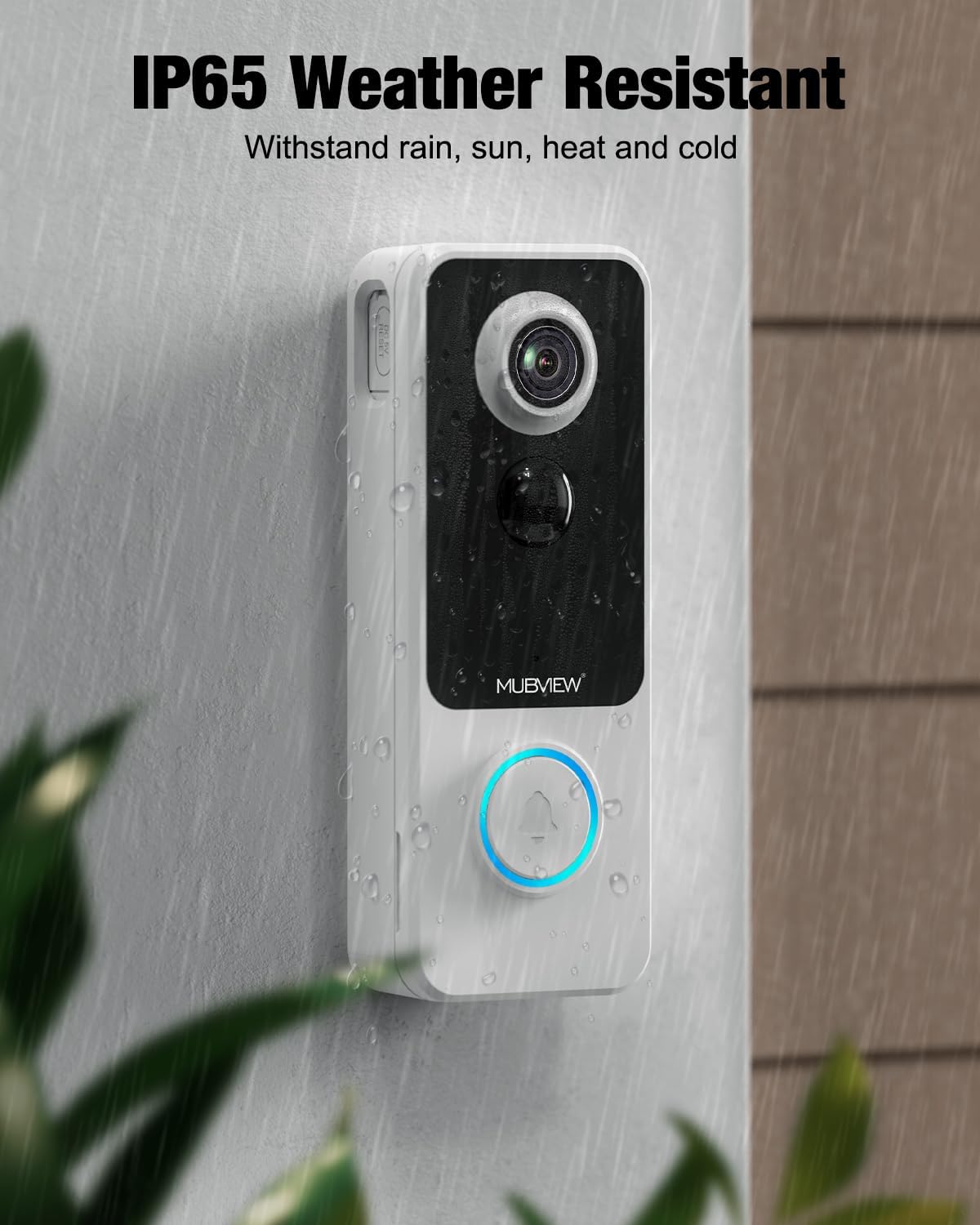 1080P Smart Video Doorbell Wireless with Chime WiFi Door Bell Cameras for Home Security with Alexa&Google Assistant MUBVIEW J9 Plus White