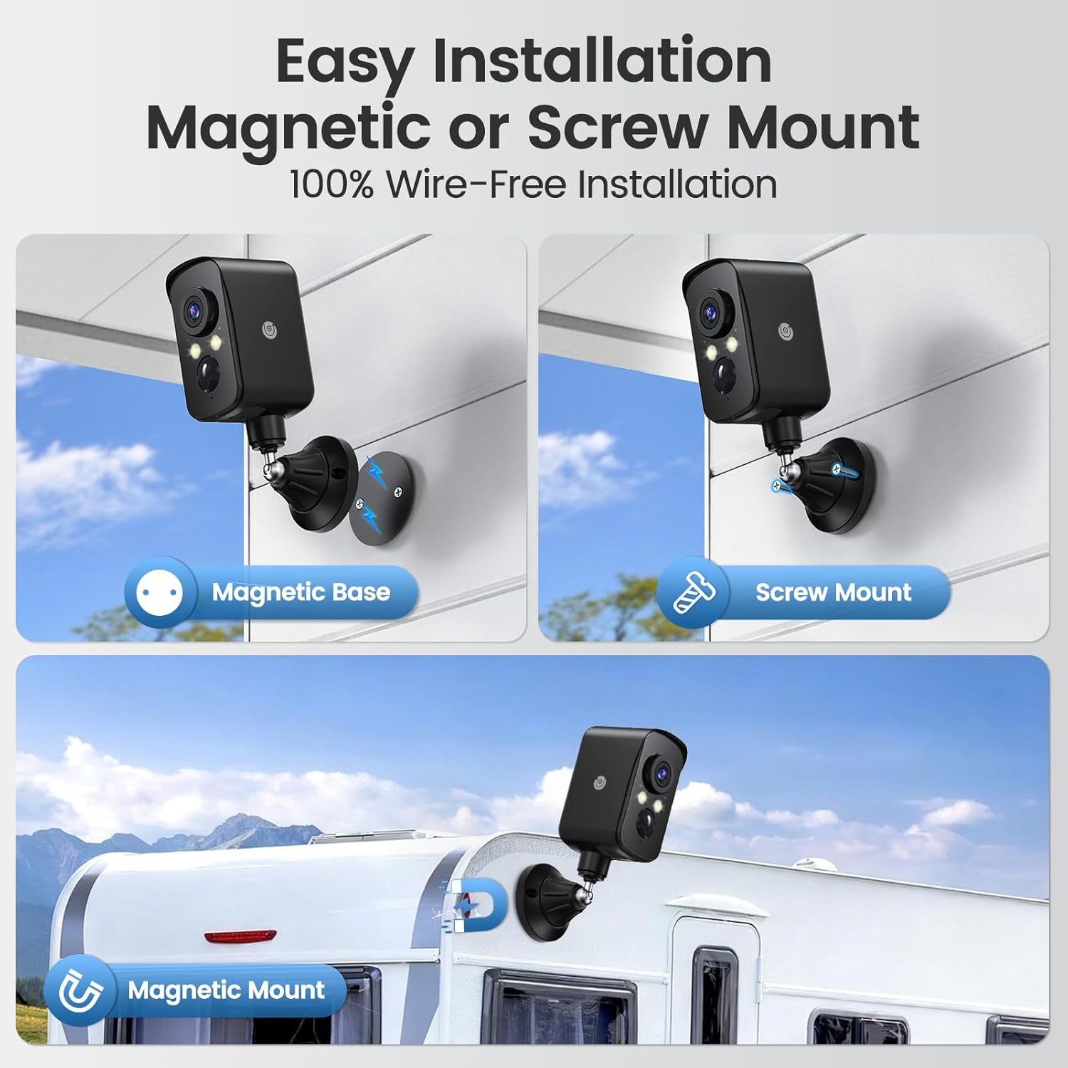 4G LTE Cellular Security Camera Wireless Outdoor, Magnetic, No WiFi Needed, 300° Pan, Solar Powered, Magnetic Mount 1-Min Install, SIM Included, PIR Motion & AI, 2K Night Vision, Lifetime 7-Day Cloud Naseto
