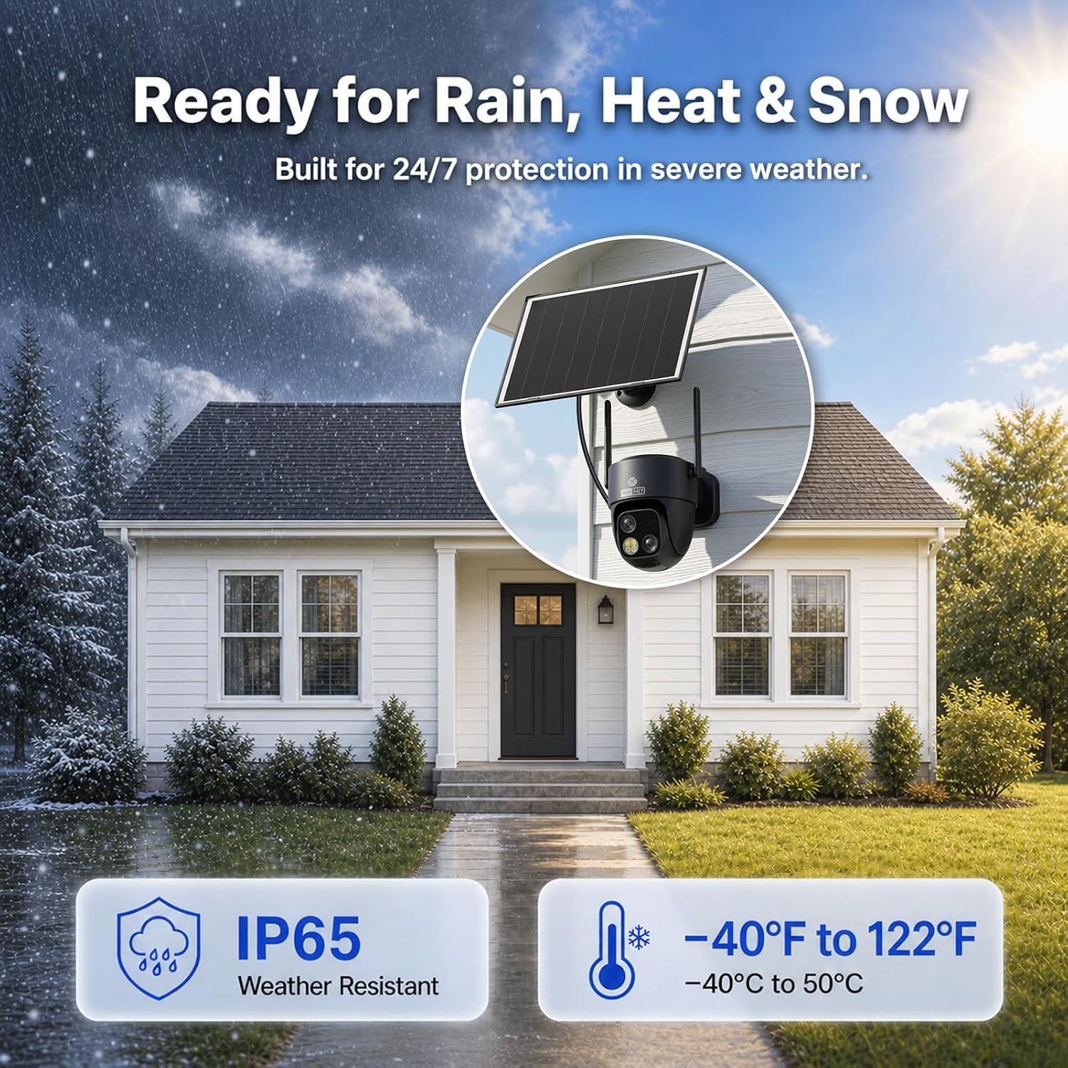 4K Dual-Lens Solar Security Camera, 24/7 Recording, 360° Pan & Tilt, 18X Zoom 10W Solar + 9000mAh Battery Outdoor Security Camera G3BD