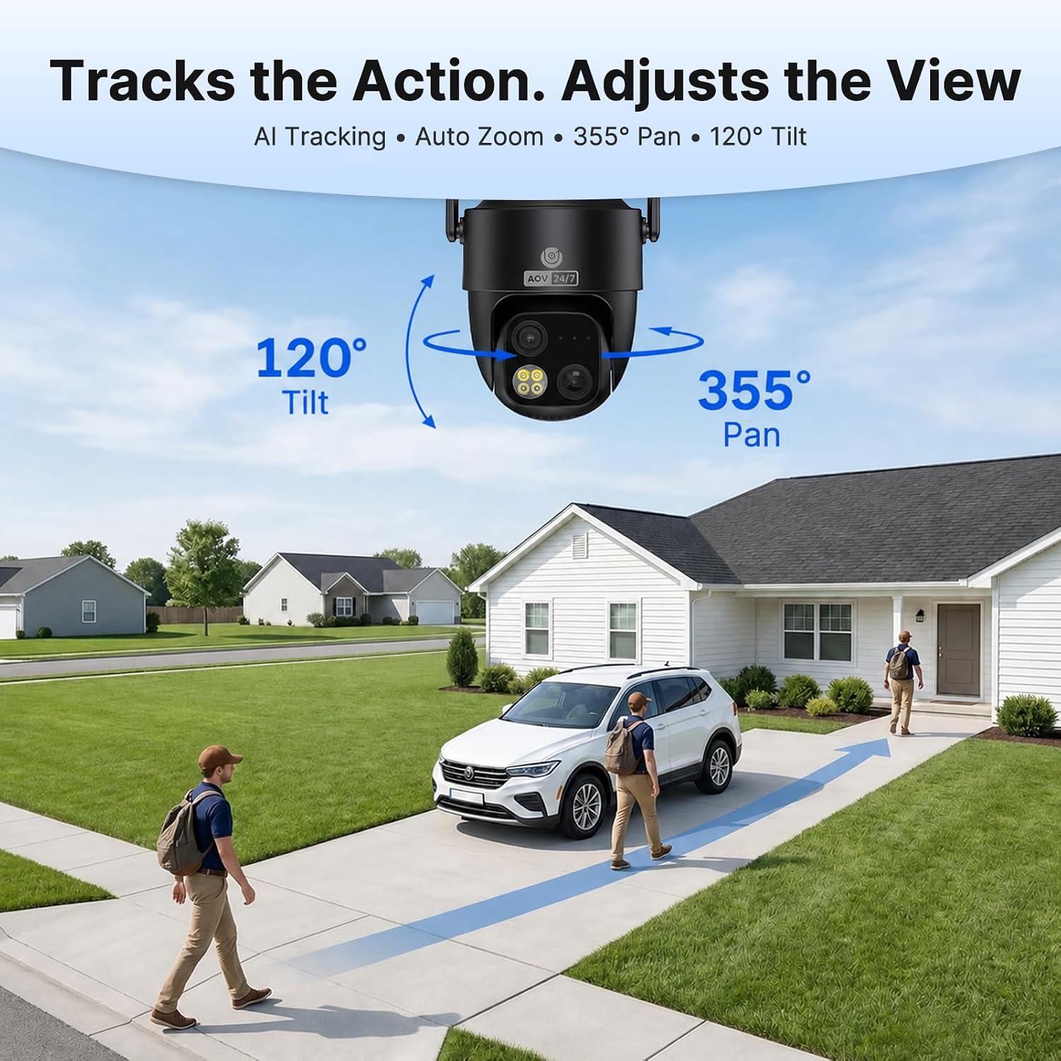 4K Dual-Lens Solar Security Camera, 24/7 Recording, 360° Pan & Tilt, 18X Zoom 10W Solar + 9000mAh Battery Outdoor Security Camera G3BD
