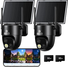 4K Dual-Lens Solar Security Camera, 24/7 Recording, 360° Pan & Tilt, 18X Zoom 10W Solar + 9000mAh Battery Outdoor Security Camera G3BD