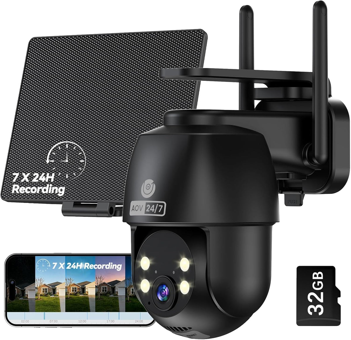 24/7 Continuous Recording 360° PTZ 2K Solar Wireless Outdoor Security Camera MUBVIEW Q8B