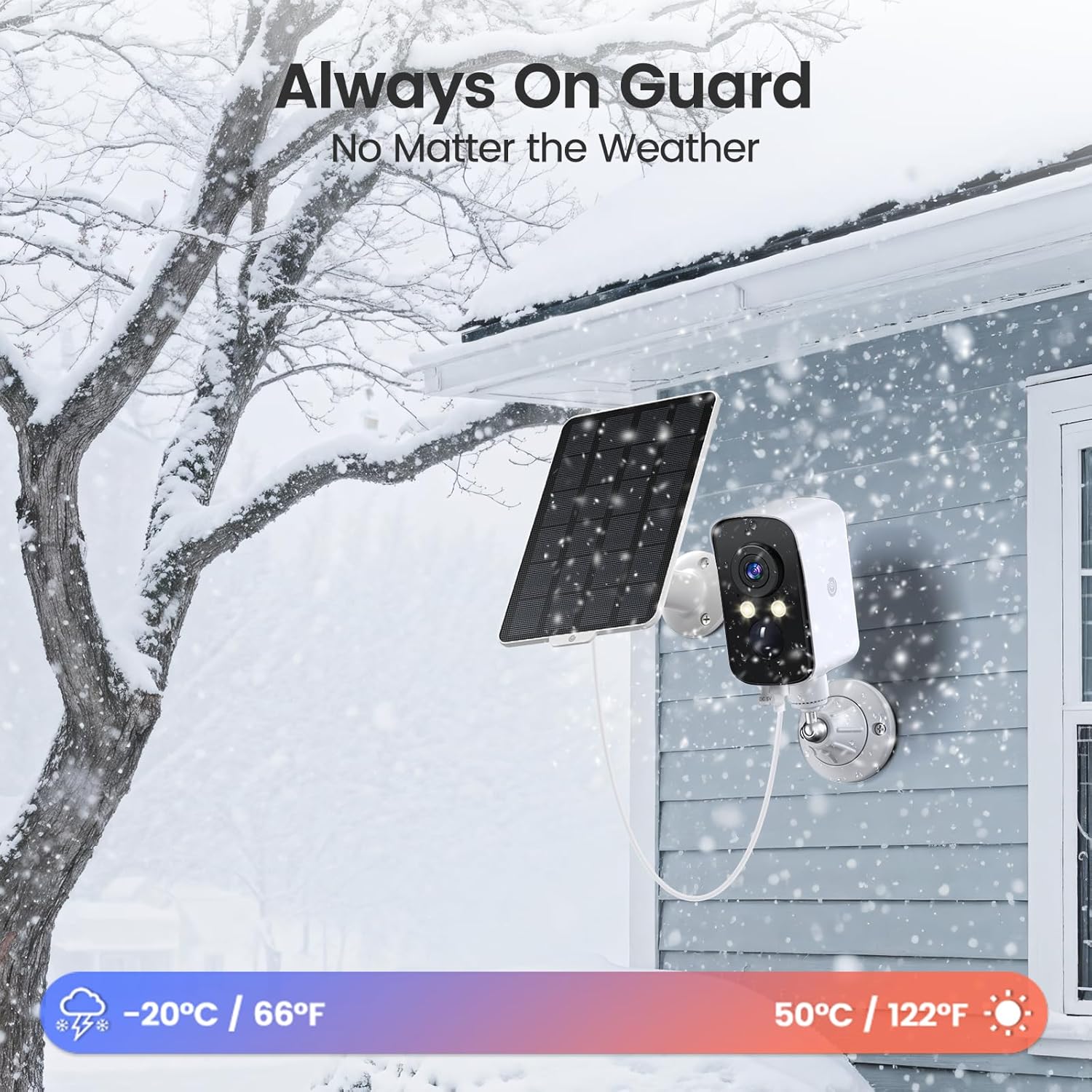 2K Wireless Outdoor Security Camera, 2.4G WiFi, Magnetic Mount, Battery & Solar Powered