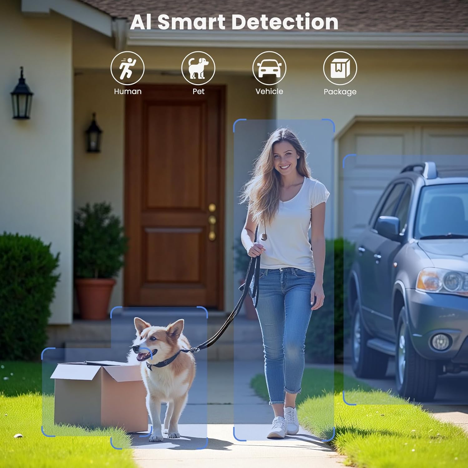 2K Wireless Outdoor Security Camera, 2.4G WiFi, Magnetic Mount, Battery & Solar Powered