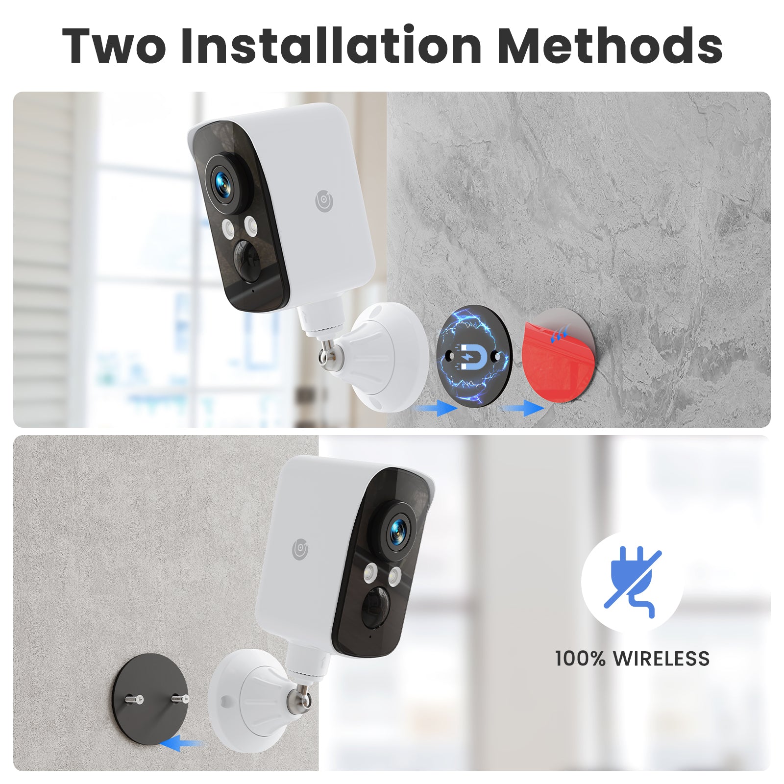 Q6 wifi security camera two installation methods
