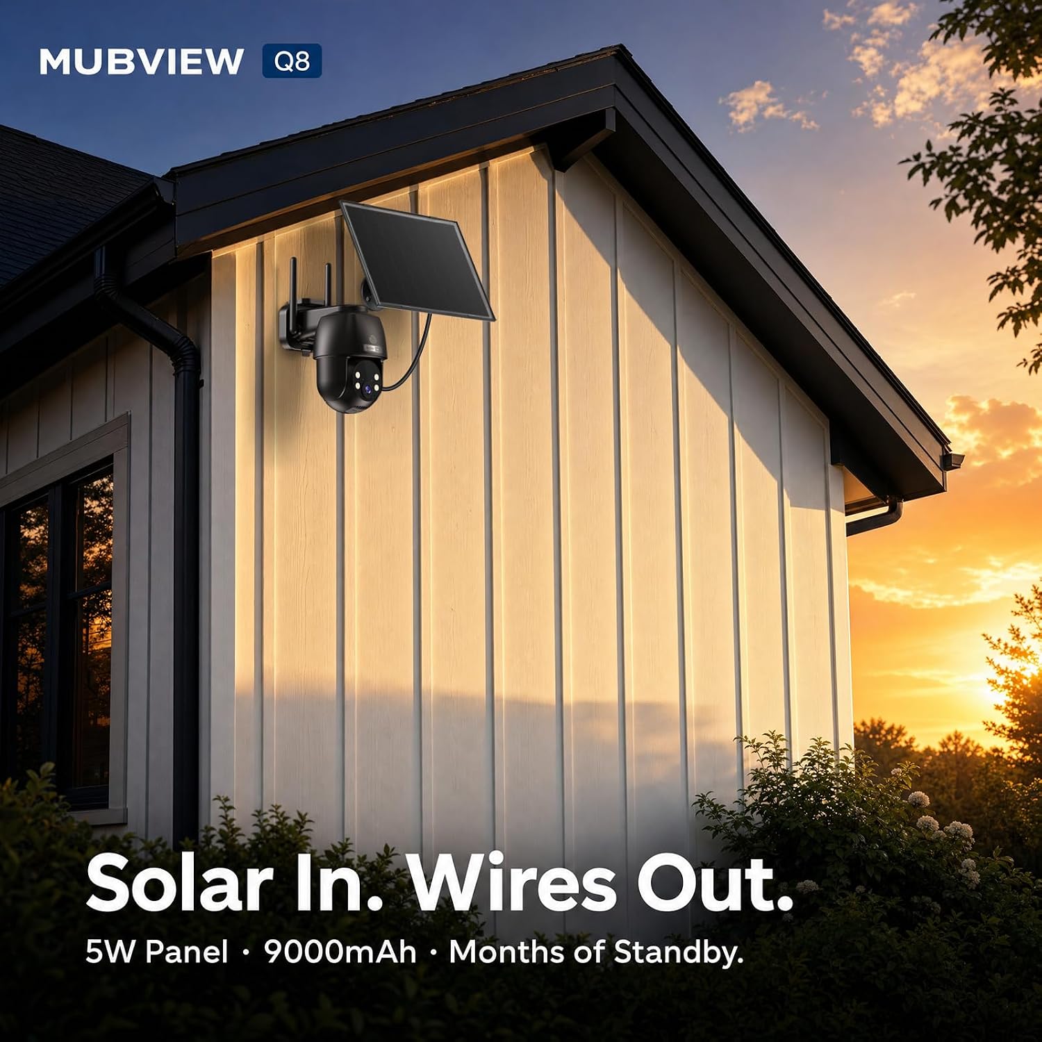 2-Pack Wireless Outdoor Security Cameras 24/7 Continuous Recording 360° PTZ 2K Solar – MUBVIEW Q8B