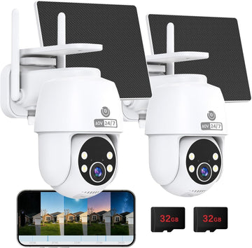 2-Pack 360° PTZ 24/7 Continuous Recording 2K Solar Wireless Outdoor Security Cameras – MUBVIEW Q8
