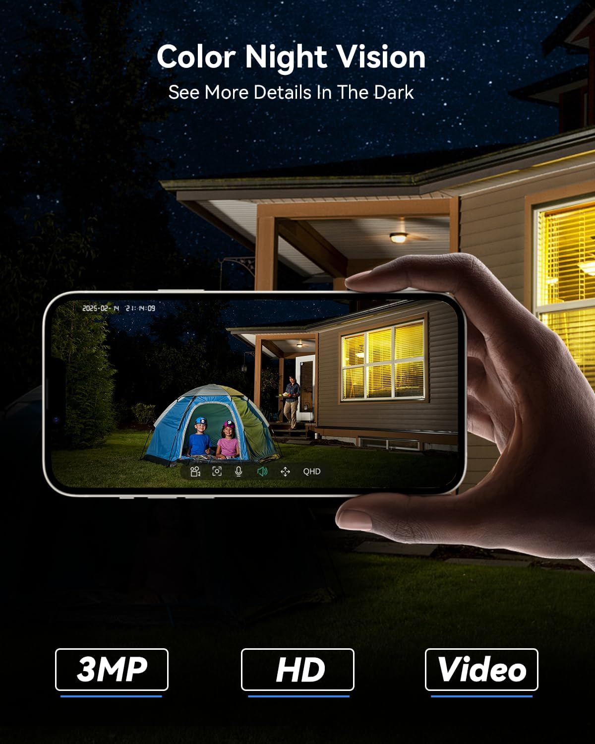 2K Outdoor Security Camera – Solar Powered, 360° View, Color Night Vision, Wireless & Battery Operated MUBVIEW GX5S